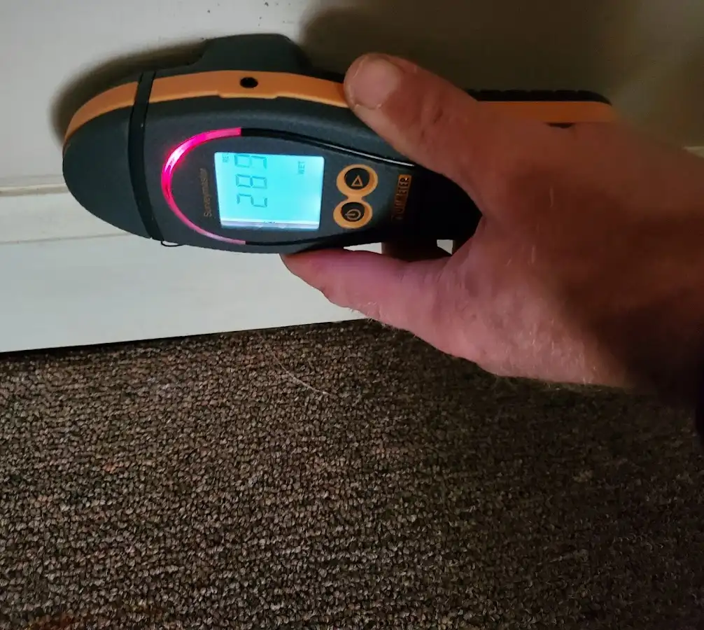 Moisture detection at baseboard during Sewage Cleanup & Sanitation in Lovington